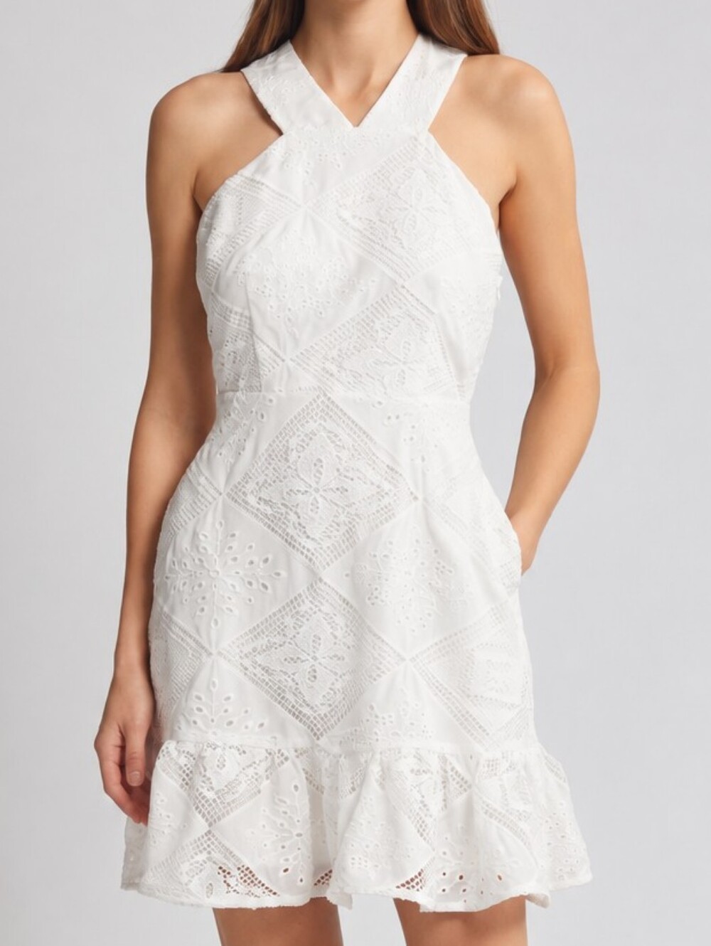 $118 CIEBON Braylee Lace Eyelet Sleeveless Minidress XS